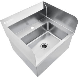Global Industrial Stainless Steel Hands Free Wall Mount Sink W/Splash Guards 14""x10""x5"" Deep