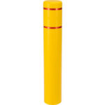 Global Industrial™ Reflective Bollard Sleeve 8"" Dia. x 52""H Yellow With Red Tape