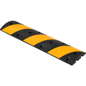 Global Industrial™ Rubber Speed Bump 48""L Black W/ Yellow Stripes