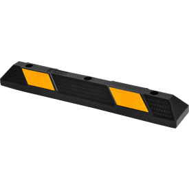 Global Industrial™ Rubber Parking Stop/Curb Block 36""L Black w/ Yellow Stripes