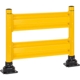 Global Industrial™ 4' Steel Guard Rail with 4"" Dia. Rebounding Bollards Yellow