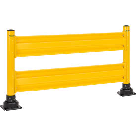 Global Industrial™ 6' Steel Guard Rail with 4"" Dia. Rebounding Bollards Yellow