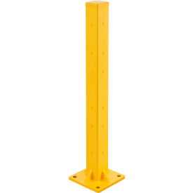 Global Industrial™ Bolt-On Steel Post for Double 3-Rib Guard Rail 42""H Yellow