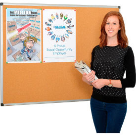 Global Industrial™ Cork Bulletin Board - 48""W x 36""H - Aluminum Frame