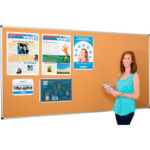 Global Industrial™ Cork Bulletin Board - 96""W x 48""H - Aluminum Frame