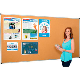 Global Industrial™ Cork Bulletin Board - 96""W x 48""H - Aluminum Frame
