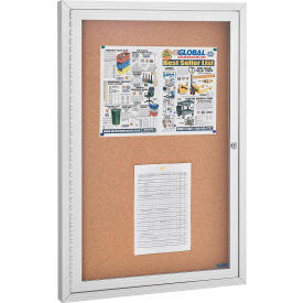 Global Industrial™ Enclosed Cork Bulletin Board - 24""W x 36""H - 1 Door