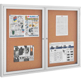 Global Industrial™ Enclosed Cork Bulletin Board - 48""W x 36""H - 2 Door