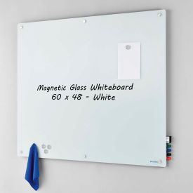 Global Industrial™ Magnetic Glass Whiteboard 60""W x 48""H