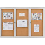 Global Industrial™ Enclosed Cork Bulletin Board - 72""W x 48""H - 3 Door