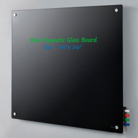 Global Industrial™ Magnetic Glass Dry Erase Board - 48""W x 36""H - Black