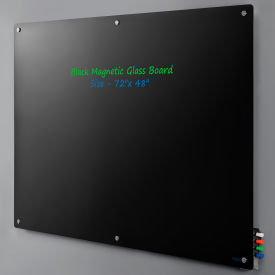 Global Industrial™ Magnetic Glass Dry Erase Board - 72""W x 48""H - Black