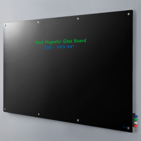 Global Industrial™ Magnetic Glass Dry Erase Board - 96""W x 48""H - Black