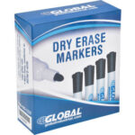 Global Industrial™ Dry Erase Markers Bullet Tip Black 12 Pack