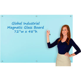 Global Industrial™ Magnetic Glass Dry Erase Board - 72""W x 48""H - Seafoam