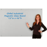 Global Industrial™ Magnetic Glass Dry Erase Board - 72""W x 48""H - Gray