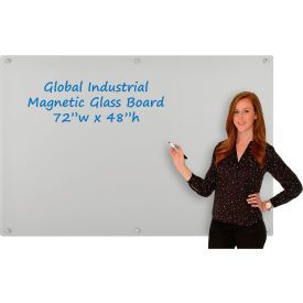 Global Industrial™ Magnetic Glass Dry Erase Board - 72""W x 48""H - Gray