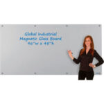 Global Industrial™ Magnetic Glass Dry Erase Board - 96""W x 48""H - Gray