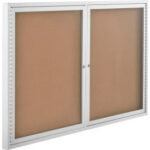 Global Industrial™ Enclosed Cork Bulletin Board - 60""W x 36""H - 2 Door