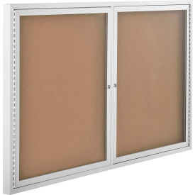 Global Industrial™ Enclosed Cork Bulletin Board - 60""W x 36""H - 2 Door