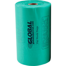 Global Industrial™ Pet Waste Plastic Bags With Tie-Handles Green 400 Bags/Roll