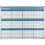 Global Industrial® Magnetic Dry Erase Twelve Month Calendar Board Steel Surface 48""W x 36""H