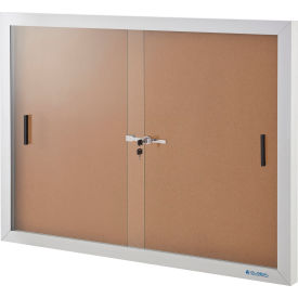 Global Industrial™ Enclosed Cork Bulletin Board with Sliding Doors 48""W x 36""H