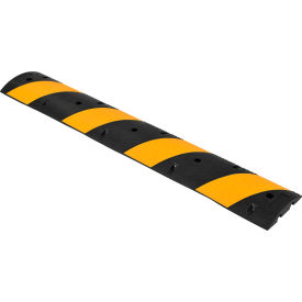 Global Industrial™ Rubber Speed Bump 72""L Black w/ Yellow Stripes