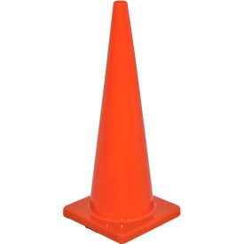 Global Industrial™ 36"" Traffic Cone Non-Reflective Solid Orange Base 10 lbs