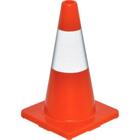 Global Industrial™ 18"" Traffic Cone Reflective Solid Orange Base 2-1/2 lbs