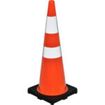Global Industrial™ 36"" Traffic Cone Reflective Black Base 10 Lbs.