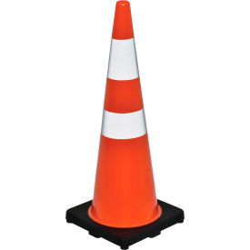 Global Industrial™ 36"" Traffic Cone Reflective Black Base 10 Lbs.