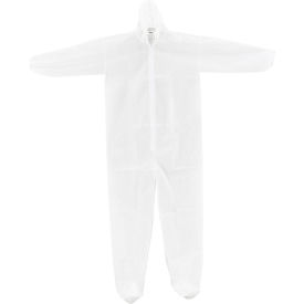 Global Industrial™ Disposable Polypropylene Coverall Elastic Hood & Boots WHT Large 25/Case