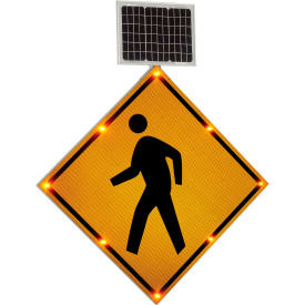 Global Industrial™ 30"" Solar Powered Flashing LED Pedestrian Crossing Sign  Diamond