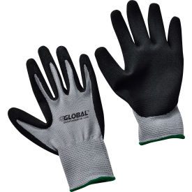 Global Industrial™ Ultra-Grip Foam Nitrile Coated Gloves Gray/Black Medium 1 Pair