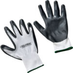 Global Industrial™ Flat Nitrile Coated Gloves White/Gray Medium 1 Pair