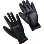 Global Industrial™ Flat Polyurethane Coated Gloves Black/Black Large 1 Pair