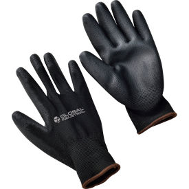 Global Industrial™ Flat Polyurethane Coated Gloves Black/Black Large 1 Pair