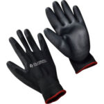 Global Industrial™ Flat Polyurethane Coated Gloves Black/Black Small 1 Pair