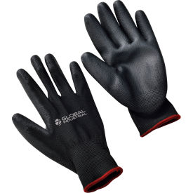 Global Industrial™ Flat Polyurethane Coated Gloves Black/Black Small 1 Pair