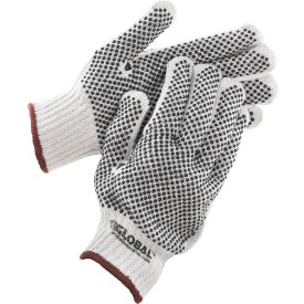 Global Industrial™ PVC Dot Knit Gloves Double-Sided Black Large 12 Pairs