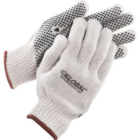 Global Industrial™ PVC Dot Knit Gloves Single-Sided Black Large