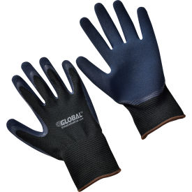 Global Industrial™ Double Foam Latex Coated Gloves Black/Navy Large 1 Pair
