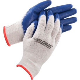 Global Industrial™ Latex Coated String Knit Work Gloves Natural/Blue Small 12 Pairs
