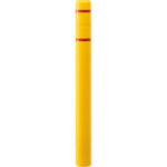 Global Industrial™ Bollard Post Sleeve 4"" D x 52"" H Yellow With Red Tape HDPE