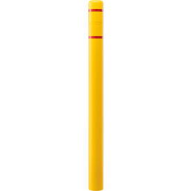 Global Industrial™ Bollard Post Sleeve 4"" D x 64"" H Yellow With Red Tape HDPE