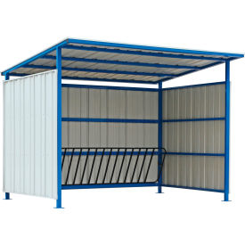 Global Industrial Outdoor Bike Storage Shelter 16 Bike Capacity 120""L x 95-1/2""W x 90-1/16""H