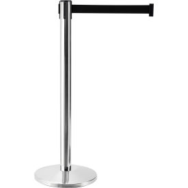 Global Industrial™ Retractable Belt Barrier 40"" Stainless Steel Post 7-1/2' Black Belt Qty 2