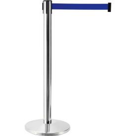 Global Industrial™ Retractable Belt Barrier 40"" Stainless Steel Post 7-1/2' Blue Belt Qty 2