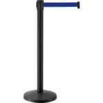 Global Industrial™ Retractable Belt Barrier 40"" Black Post 7-1/2' Blue Belt Pack Of 2